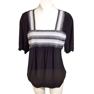 Siren lily Black with Silver Sparkles Square Neck Top size XL EUC